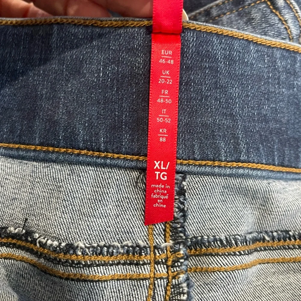 Spanx Jeans Distressed Ankle Skinny Denim Legging Raw Hem Women Size X-Large
